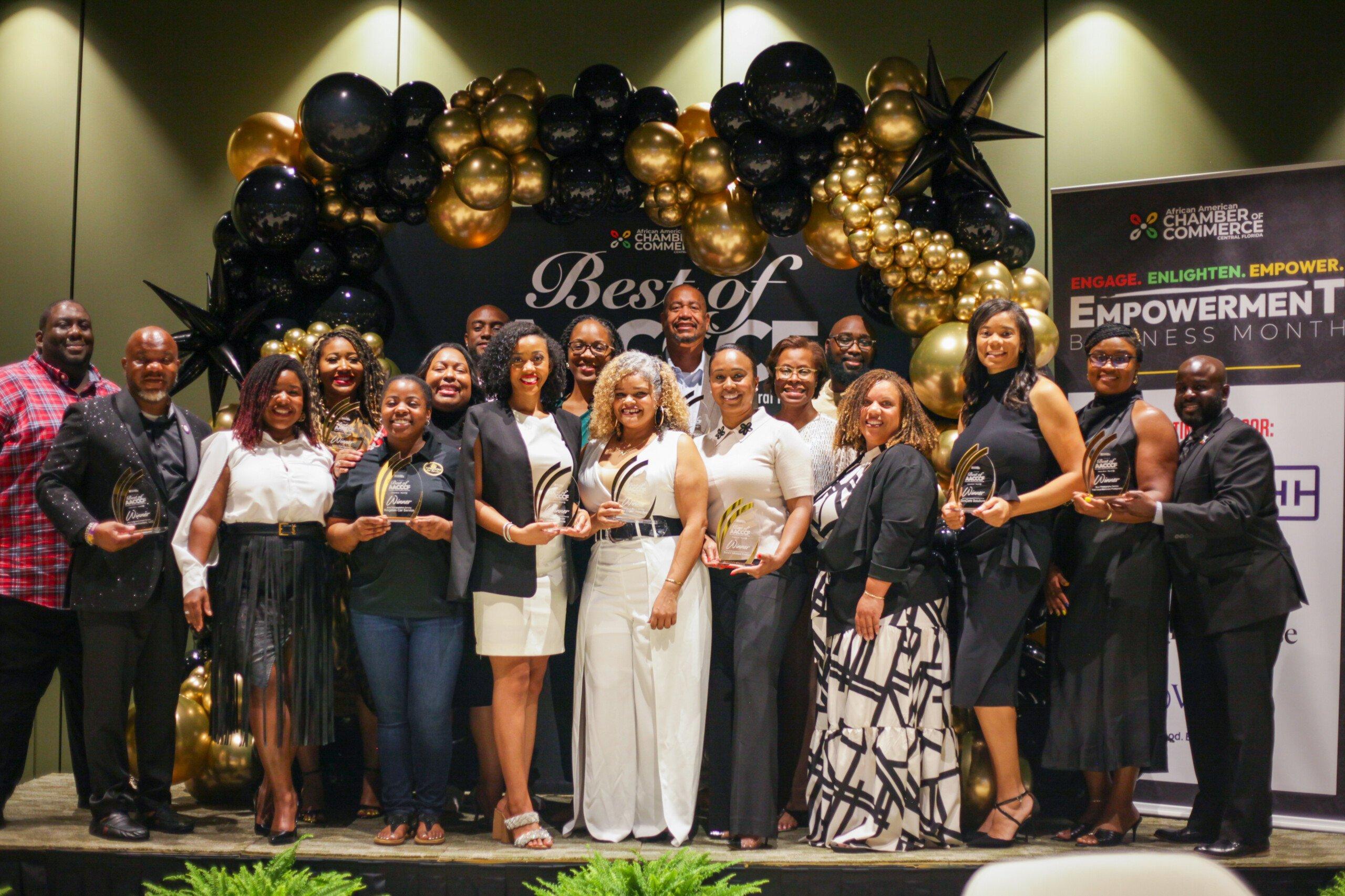 Chamber members celebrating at an awards event